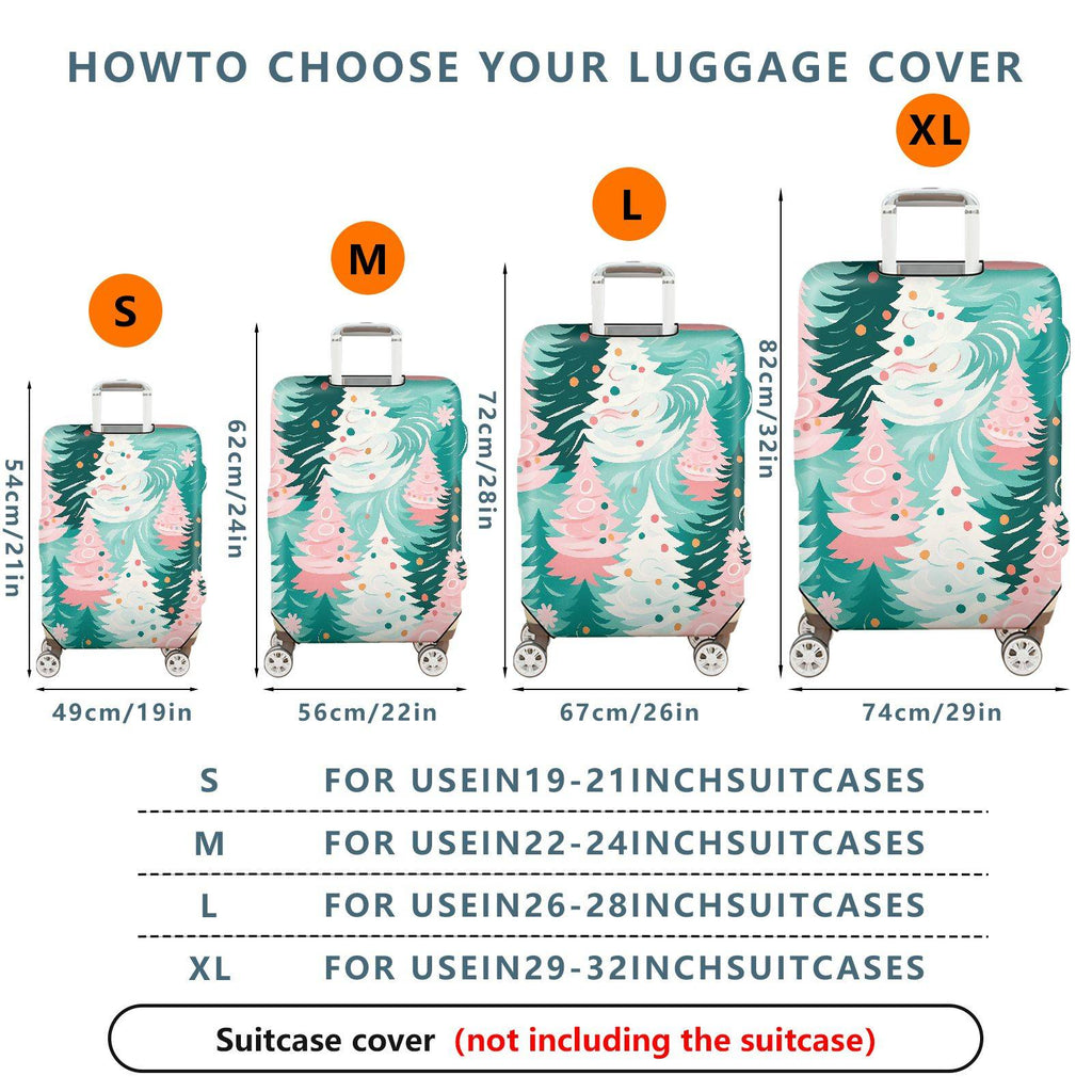 1-Piece Christmas Tree Festive Winter Holiday Pattern  Suitcase Luggage Cover, Stretch Protective Sleeve