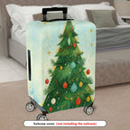 1-Piece Christmas Tree Decorative Festive Holiday Colorful  Suitcase Luggage Cover, Stretch Protective Sleeve
