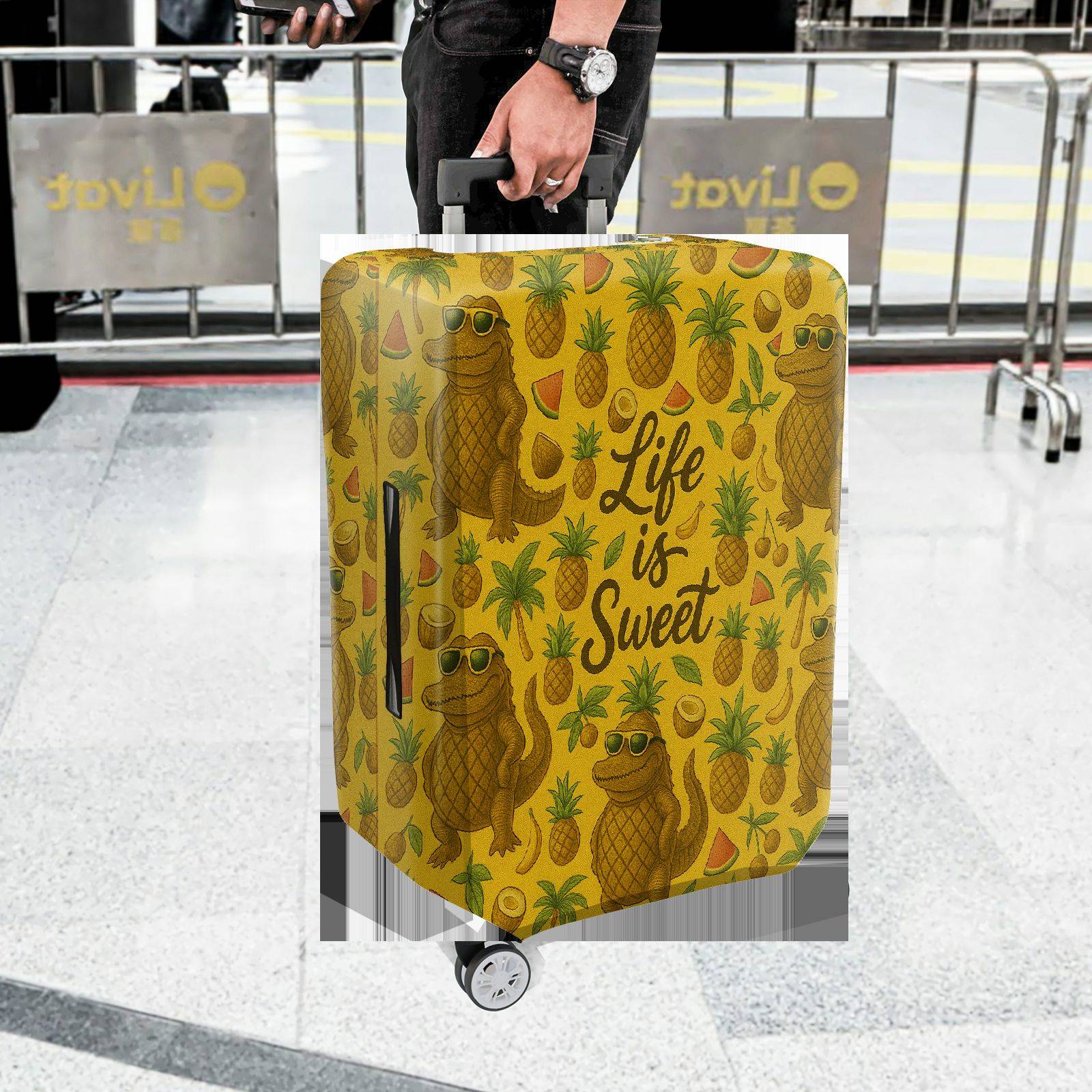 1-Piece Alligator Pineapple Tropical Fun Quote Sunglasses  Suitcase Luggage Cover, Stretch Protective Sleeve