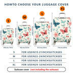 1-Piece Butterfly Floral Cherry Blossom Nature Aesthetic  Suitcase Luggage Cover, Stretch Protective Sleeve