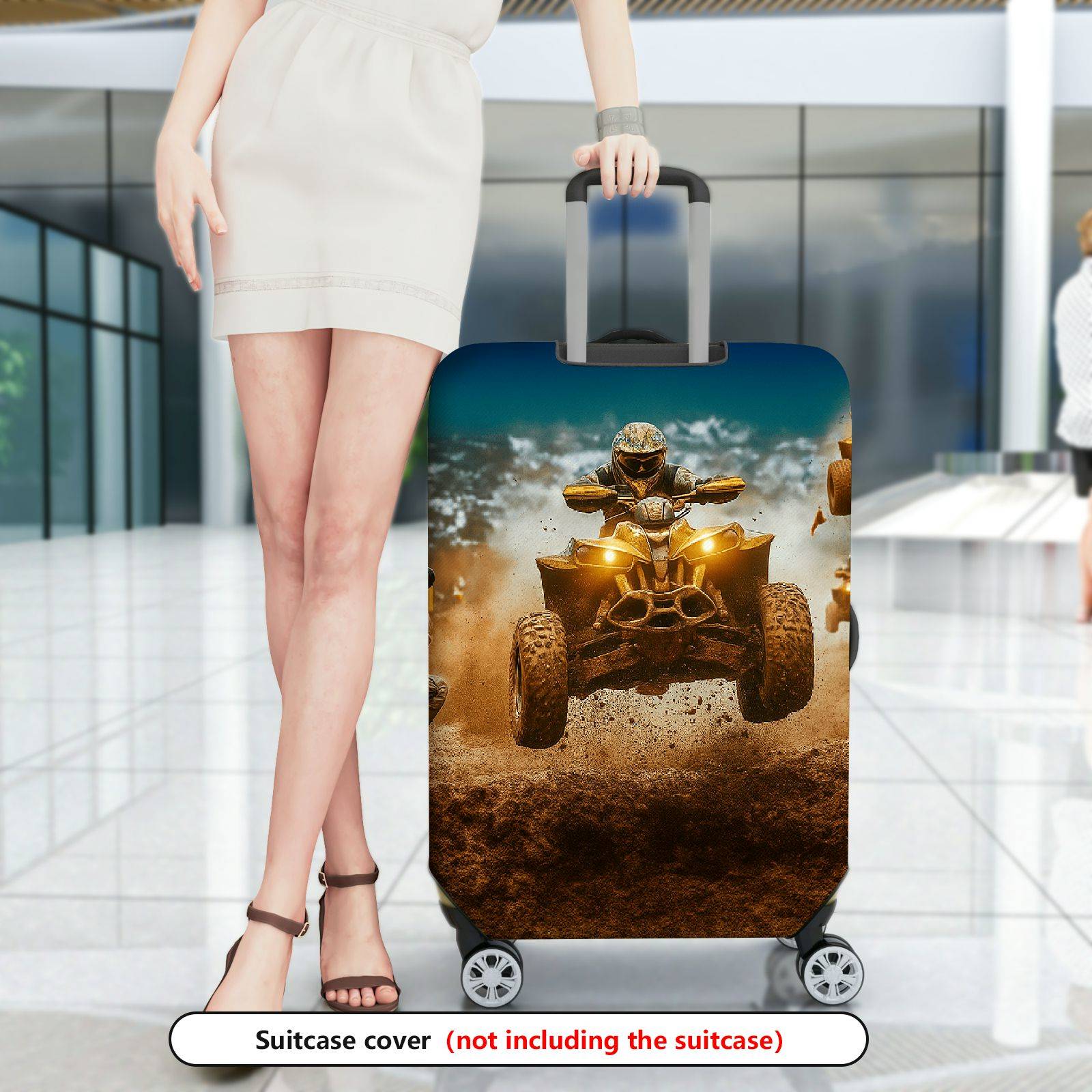 1-Piece Adventure Motorsport Racing Off-road Extreme Action  Suitcase Luggage Cover, Stretch Protective Sleeve