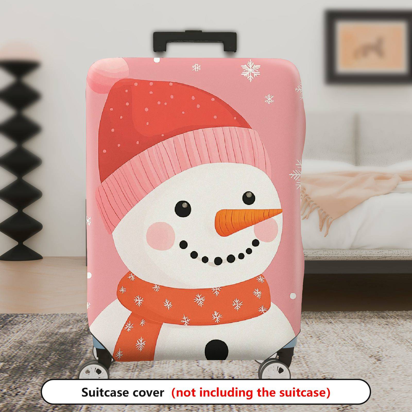 1-Piece Snowman Christmas Winter Festive Holiday  Suitcase Luggage Cover, Stretch Protective Sleeve