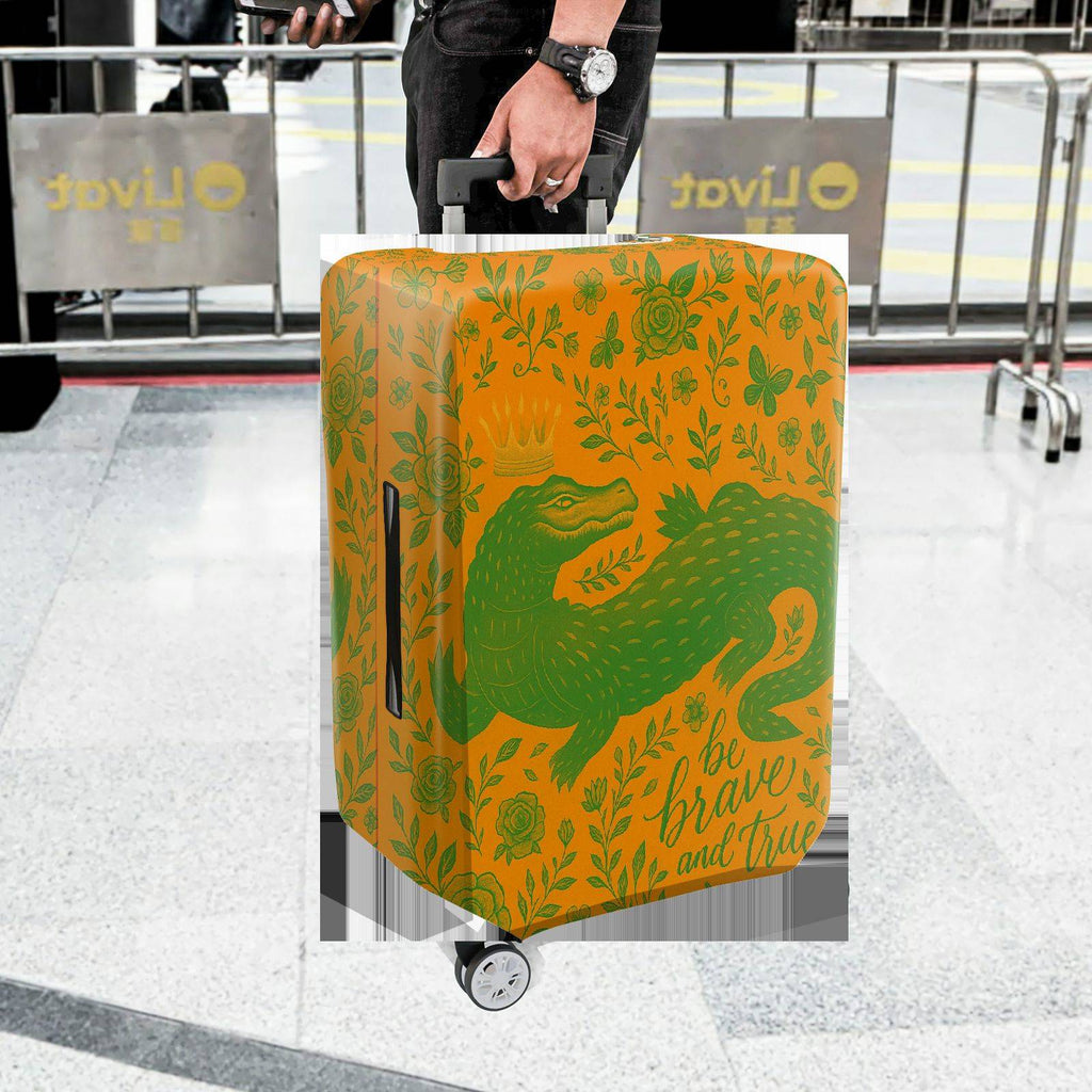 1-Piece Alligator Crown Floral Inspirational Text Adventure Animal  Suitcase Luggage Cover, Stretch Protective Sleeve