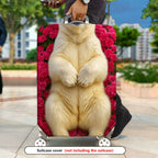 1-Piece Cute Polar Bear Floral Nature Garden Wildlife  Suitcase Luggage Cover, Stretch Protective Sleeve