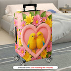 1-Piece Love Bird Floral Heart Romantic Colorful  Suitcase Luggage Cover, Stretch Protective Sleeve