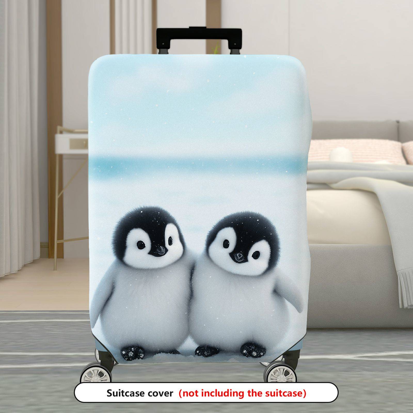 1-Piece Cute Adorable Winter Penguin Snow Friends  Suitcase Luggage Cover, Stretch Protective Sleeve