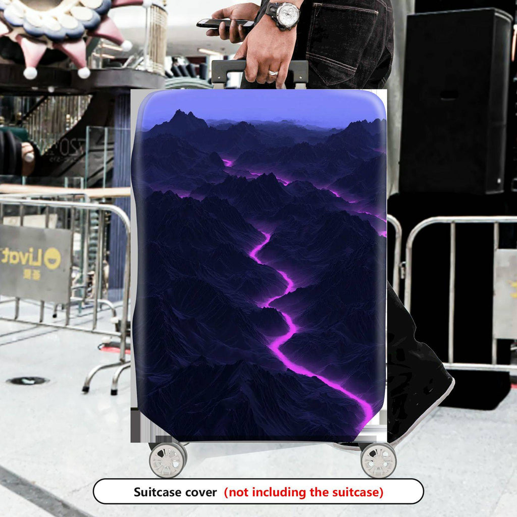 1-Piece Abstract Mountain Lightning Night Landscape Sky  Suitcase Luggage Cover, Stretch Protective Sleeve