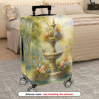 1-Piece Fountain Flower Butterfly Landscape Artistic  Suitcase Luggage Cover, Stretch Protective Sleeve