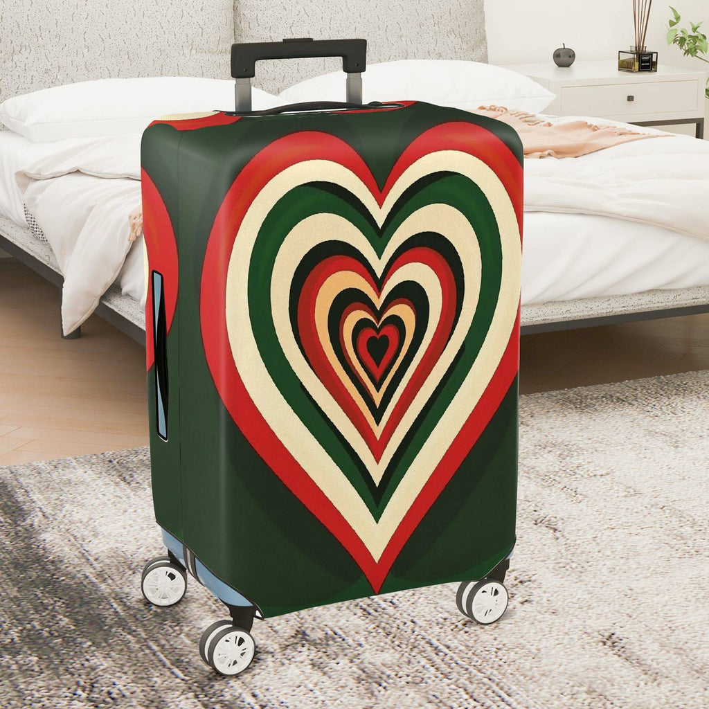 1-Piece Retro Heart Geometric Multicolor Funky Travel  Suitcase Luggage Cover, Stretch Protective Sleeve