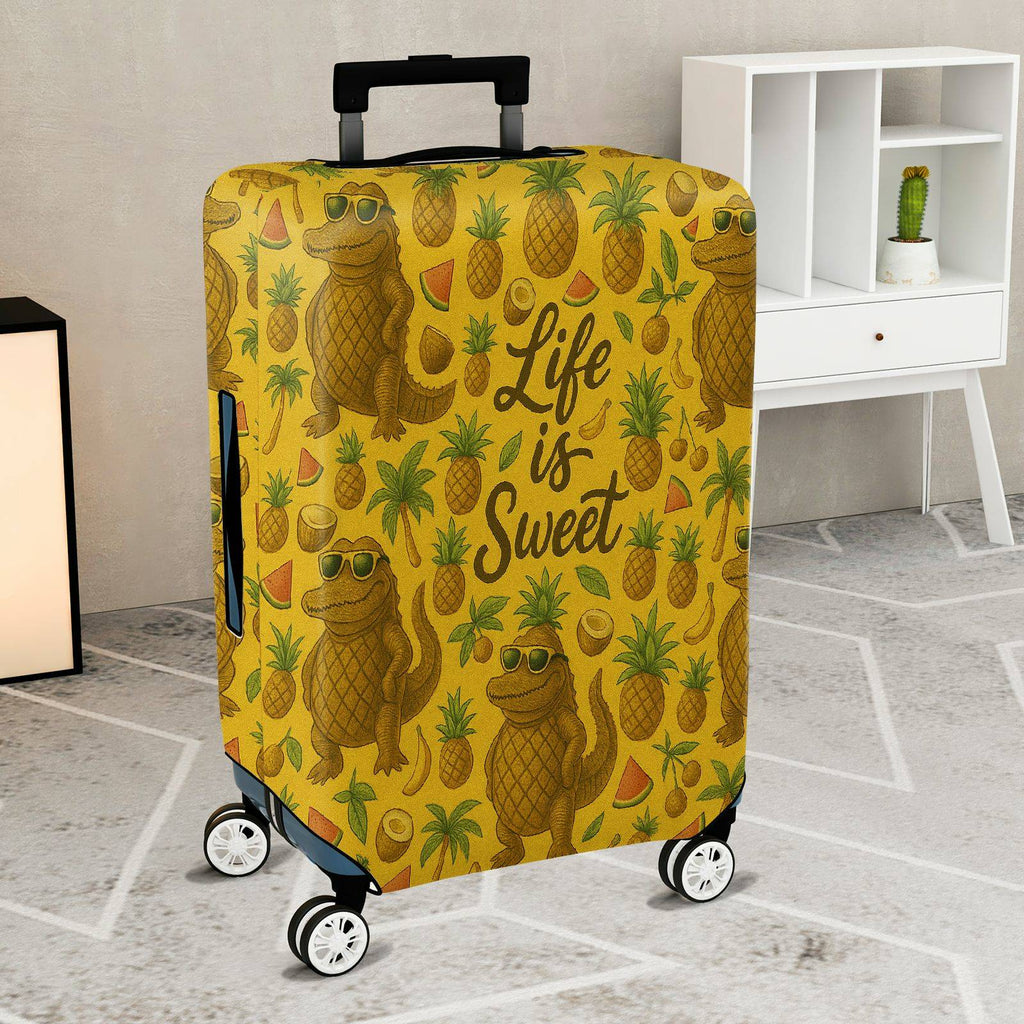 1-Piece Alligator Pineapple Tropical Fun Quote Sunglasses  Suitcase Luggage Cover, Stretch Protective Sleeve