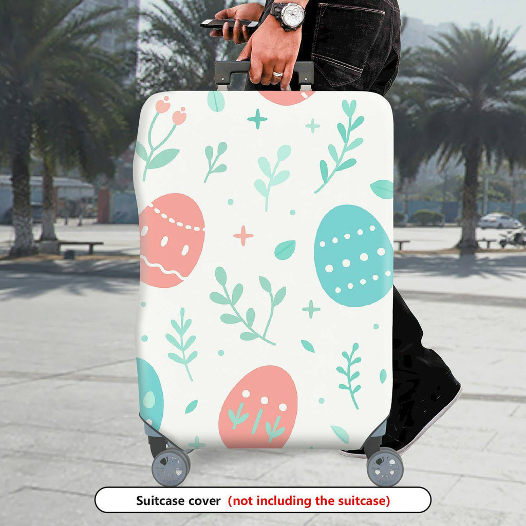 1-Piece Pastel Easter Egg Nature Plant Floral  Suitcase Luggage Cover, Stretch Protective Sleeve