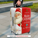 1-Piece Christmas Santa Red Holiday Decorative  Suitcase Luggage Cover, Stretch Protective Sleeve