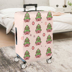 1-Piece Christmas Tree Pink Bow Cute Festive Holiday  Suitcase Luggage Cover, Stretch Protective Sleeve