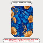 1-Piece Blue Floral Leaf Pattern Vibrant Colorful Botanical Nature  Suitcase Luggage Cover, Stretch Protective Sleeve