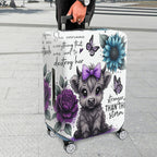 1-Piece Cute Floral Butterfly Cow Feminine Inspirational Quote  Suitcase Luggage Cover, Stretch Protective Sleeve