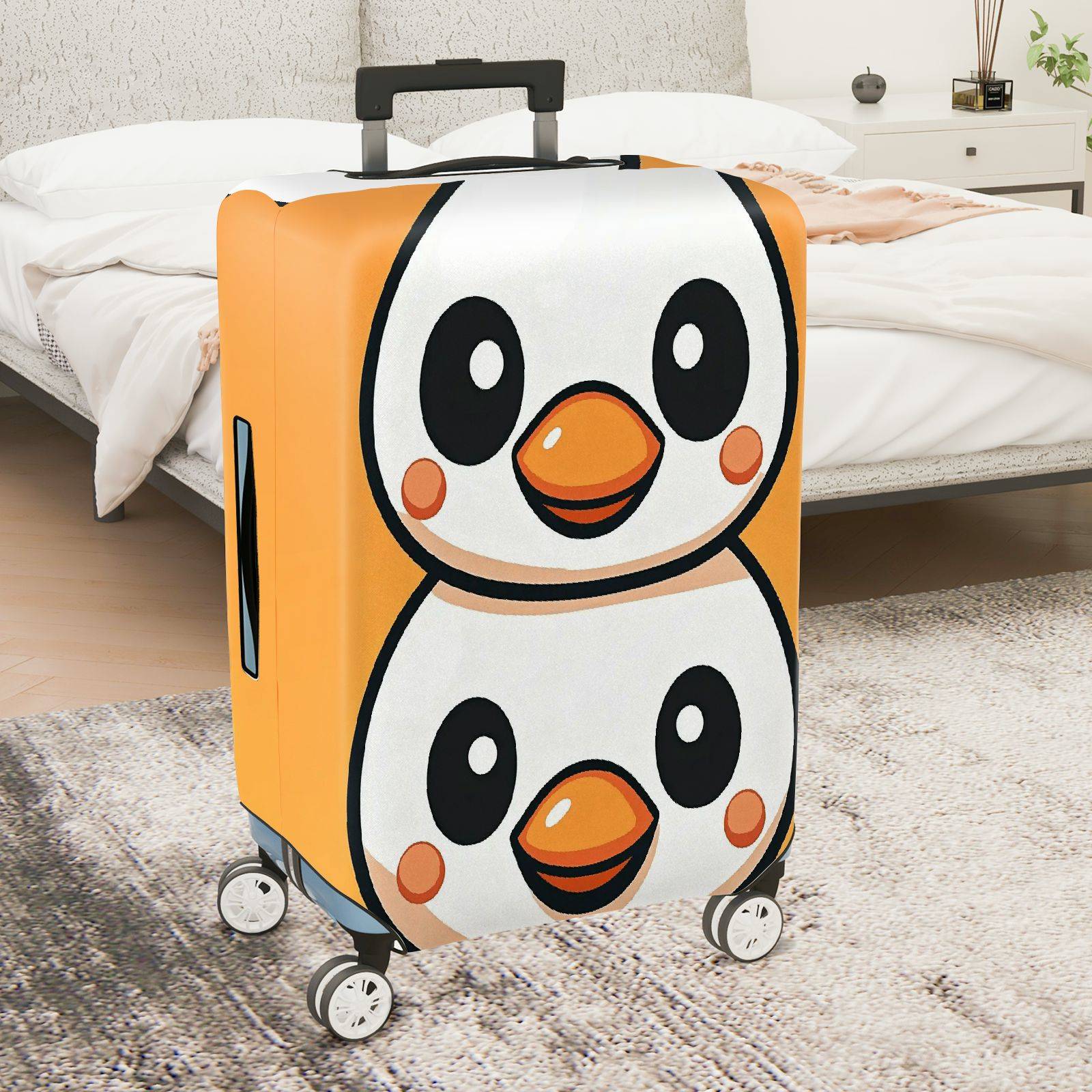 1-Piece Penguin Cute Smiling Playful Fun  Suitcase Luggage Cover, Stretch Protective Sleeve