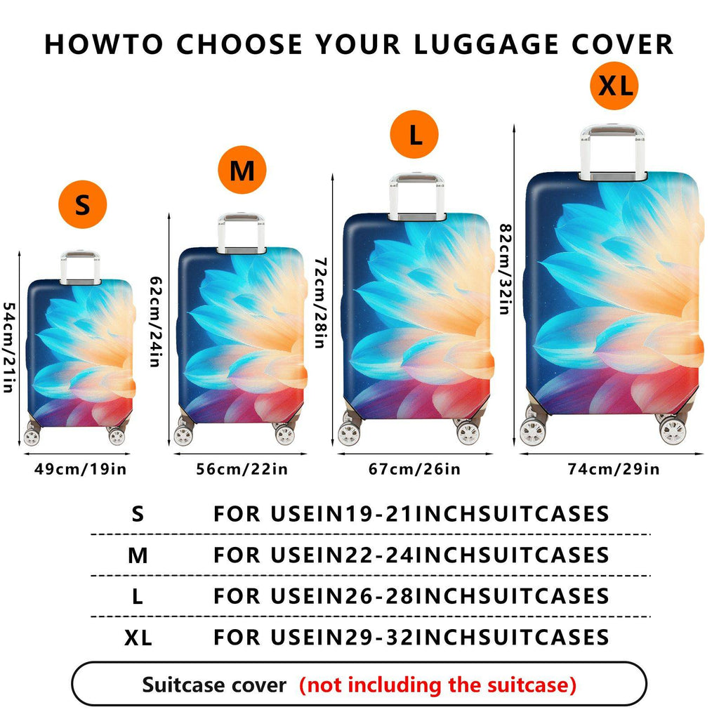 1-Piece Floral Abstract Colorful Gradient Vibrant Artistic  Suitcase Luggage Cover, Stretch Protective Sleeve