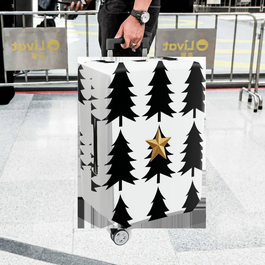 1-Piece Christmas Tree Star Holiday Festive Luggage  Suitcase Luggage Cover, Stretch Protective Sleeve