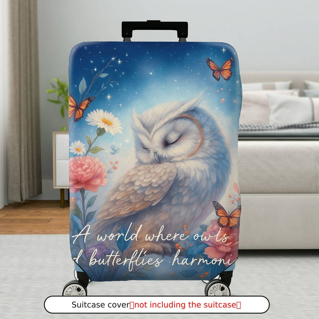 1-Piece Floral Owl Butterfly Starry Nature Dreamy  Suitcase Luggage Cover, Stretch Protective Sleeve