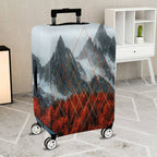 1-Piece Mountain Forest Geometric Red Orange Black  Suitcase Luggage Cover, Stretch Protective Sleeve