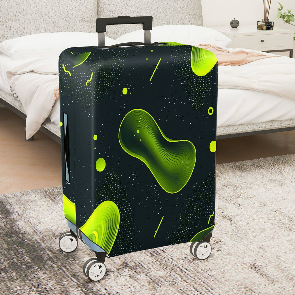 1-Piece Green Abstract  Pattern Cosmic Artistic Travel  Suitcase Luggage Cover, Stretch Protective Sleeve