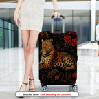 1-Piece Animal Floral Pattern Leopard Rose Leaf Art  Suitcase Luggage Cover, Stretch Protective Sleeve
