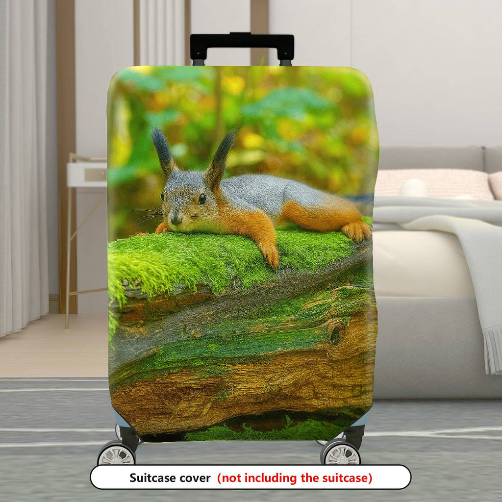 1-Piece Cute Relaxed Squirrel Forest Nature Wildlife  Suitcase Luggage Cover, Stretch Protective Sleeve