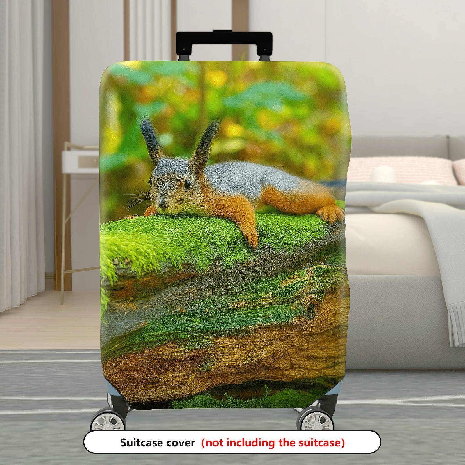 1-Piece Cute Relaxed Squirrel Forest Nature Wildlife  Suitcase Luggage Cover, Stretch Protective Sleeve