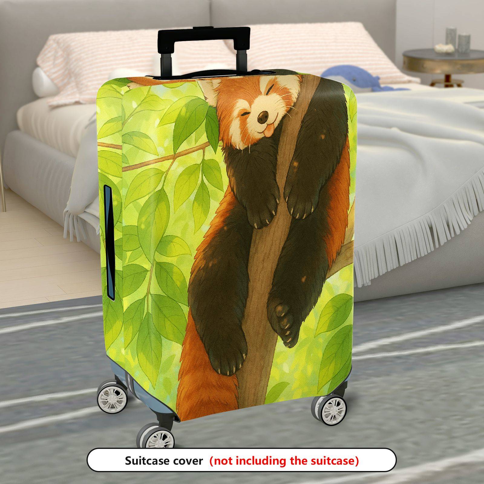 1-Piece Cute Red Panda Tree Leaves Nature Animal  Suitcase Luggage Cover, Stretch Protective Sleeve