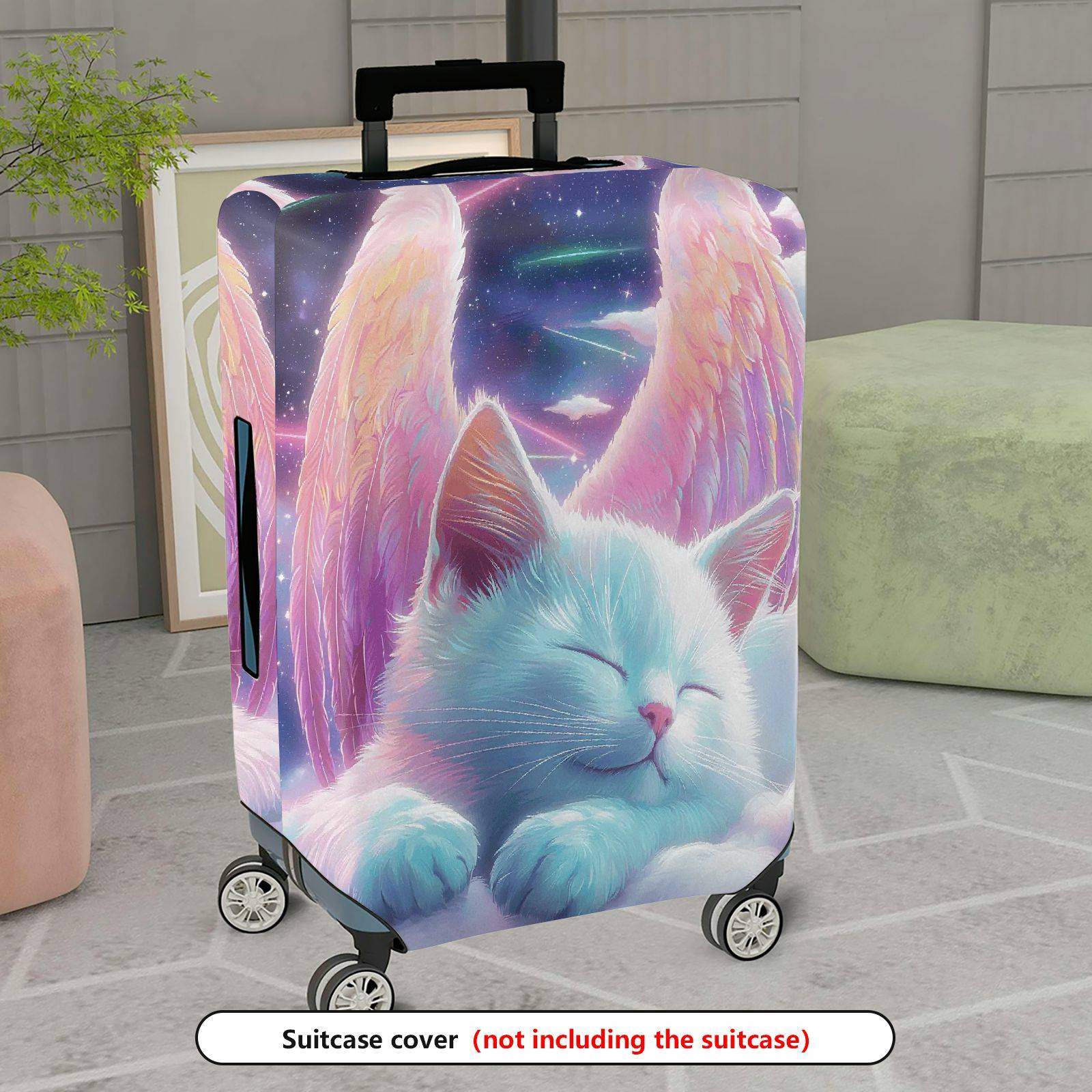 1-Piece Angel Cat Galaxy Dream Wing Star  Suitcase Luggage Cover, Stretch Protective Sleeve