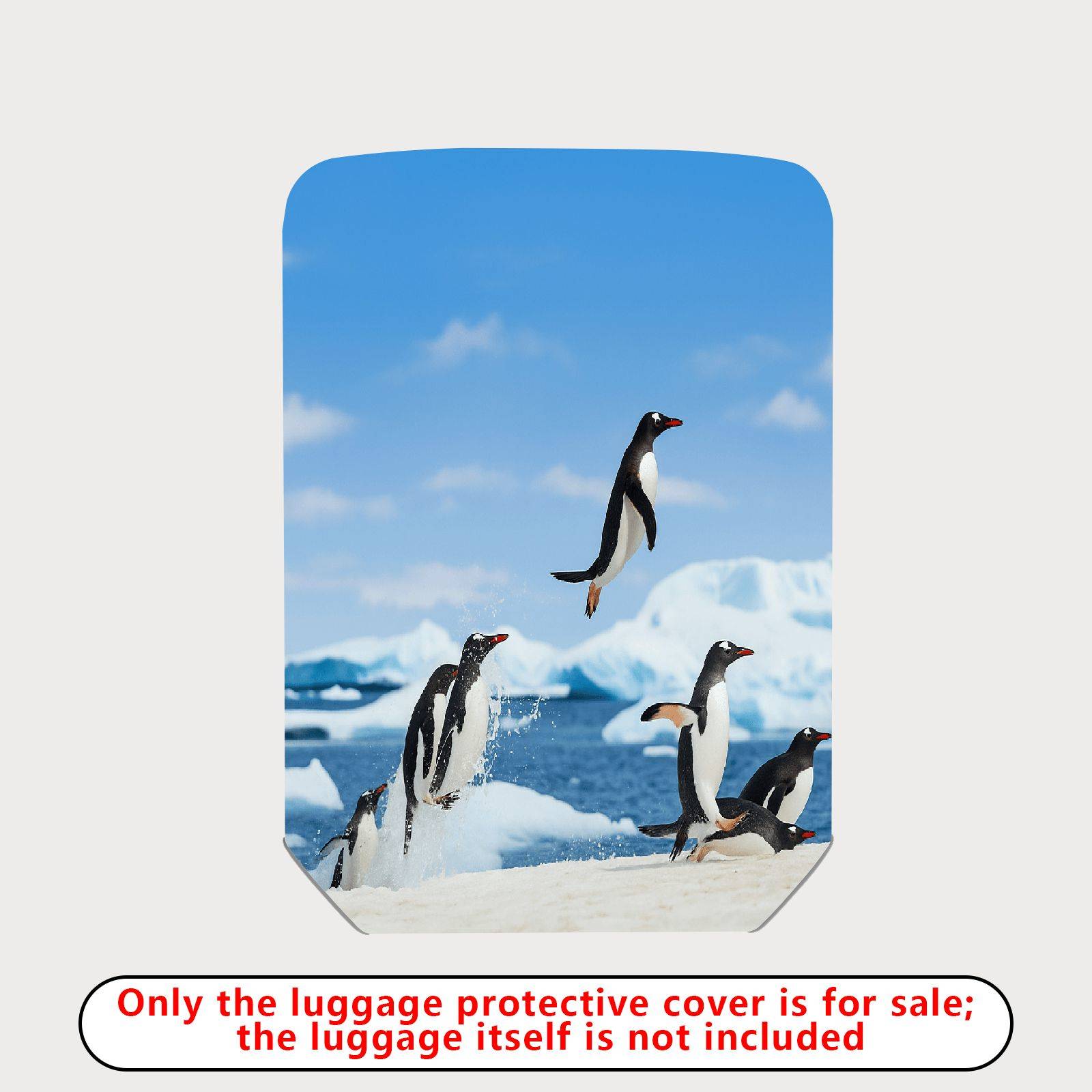 1-Piece Antarctic Penguin Ice Ocean Travel Adventure  Suitcase Luggage Cover, Stretch Protective Sleeve