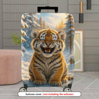 1-Piece Cute Snowy Forest Tiger Animal Print  Suitcase Luggage Cover, Stretch Protective Sleeve