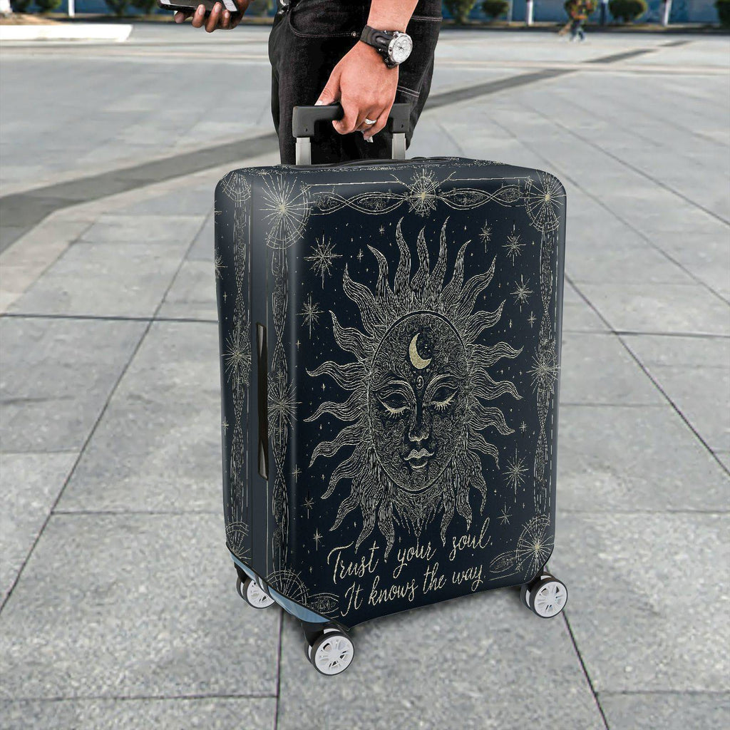 1-Piece Sun Moon Starry Spiritual Mystical Cosmic  Suitcase Luggage Cover, Stretch Protective Sleeve
