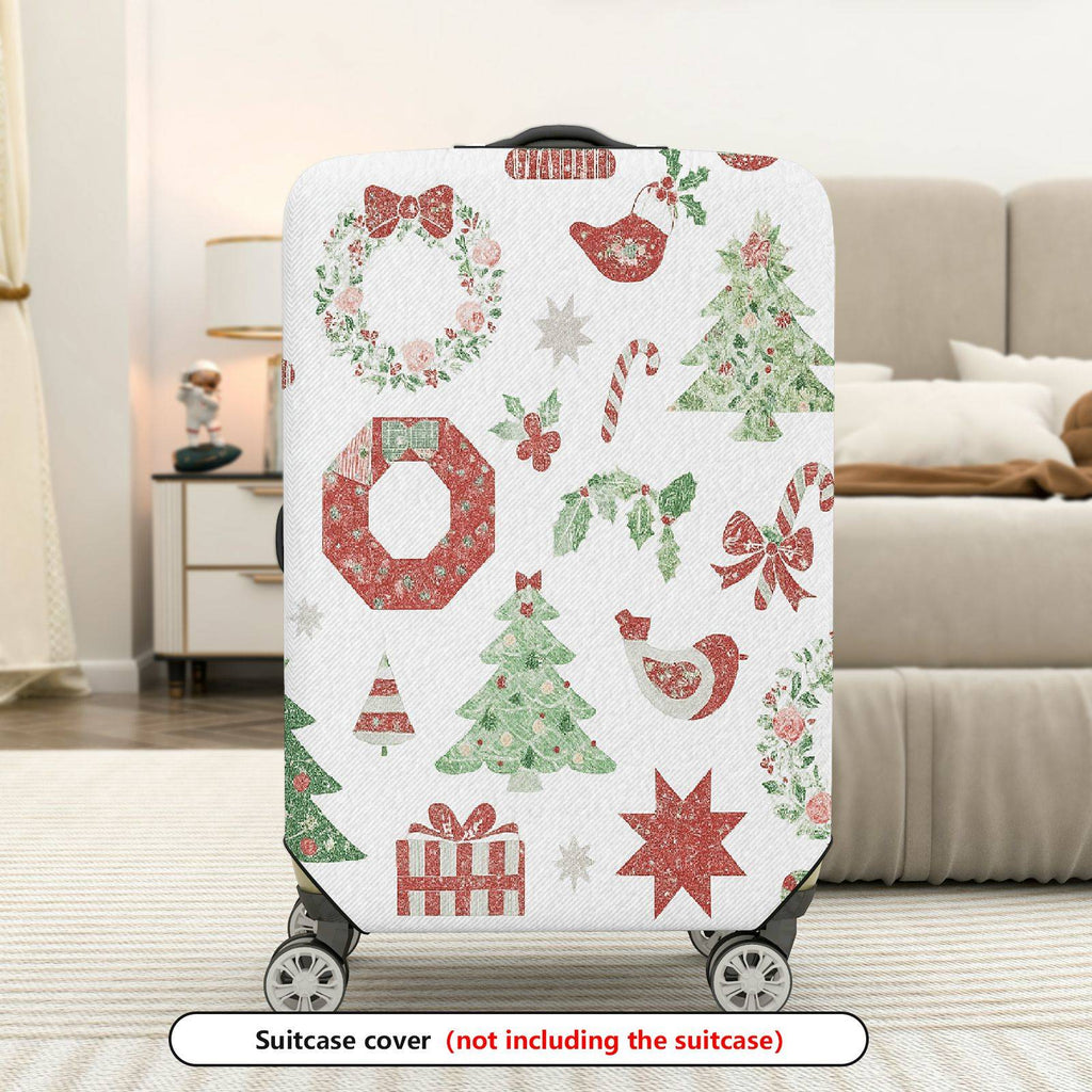 1-Piece Christmas Holiday Ornament Tree Gift Wreath Snowflake  Suitcase Luggage Cover, Stretch Protective Sleeve