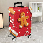 1-Piece Gingerbread Candy Cane Christmas Holiday Festive  Suitcase Luggage Cover, Stretch Protective Sleeve
