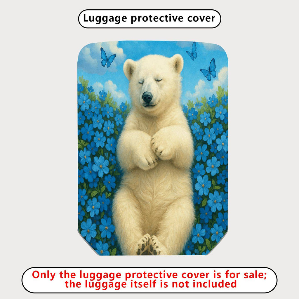 1-Piece Cute Bear Floral Blue Sky Butterfly  Suitcase Luggage Cover, Stretch Protective Sleeve