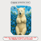 1-Piece Cute Bear Floral Blue Sky Butterfly  Suitcase Luggage Cover, Stretch Protective Sleeve