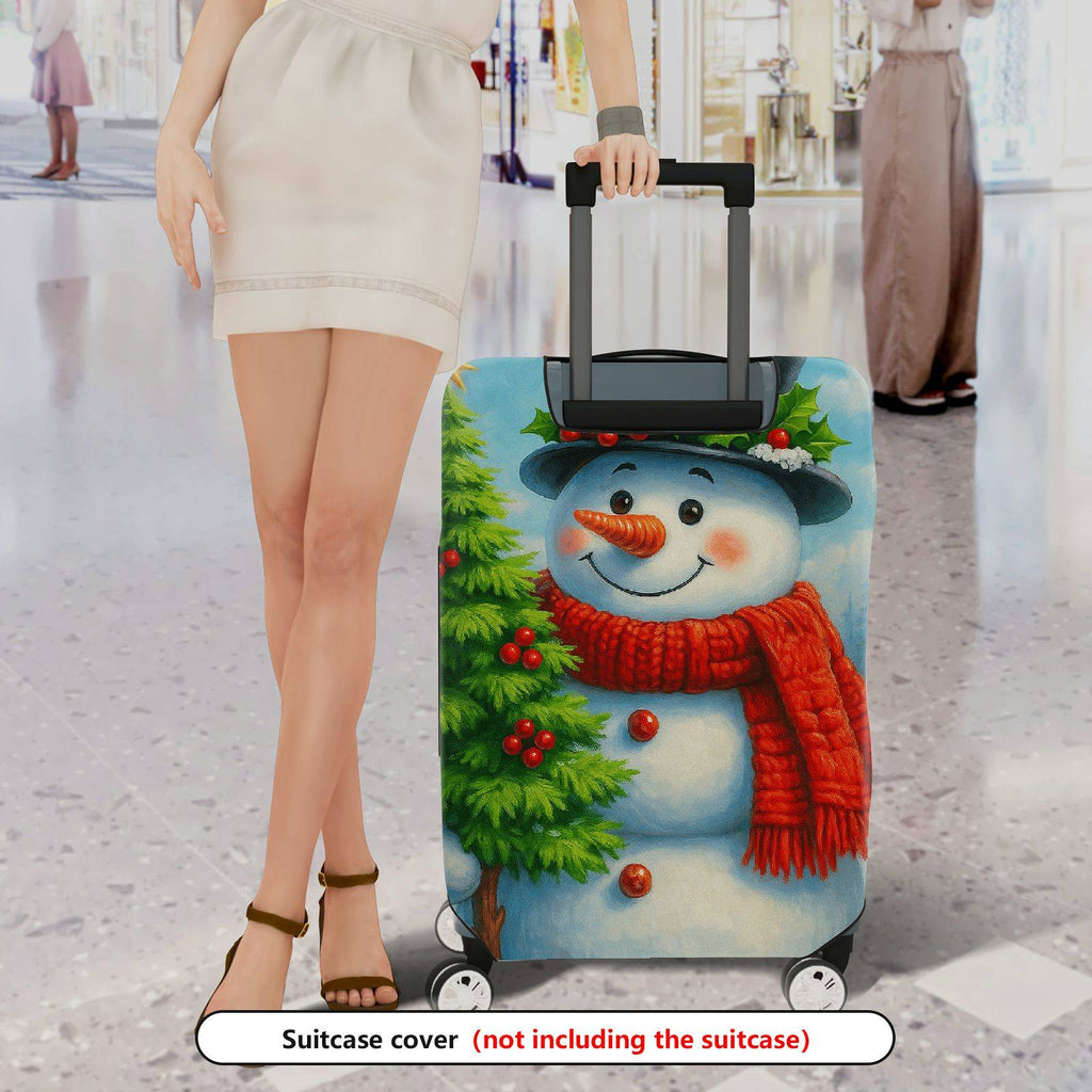 1-Piece Snowman Christmas Holiday Winter Festive  Suitcase Luggage Cover, Stretch Protective Sleeve