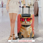 1-Piece Animal Art Red Texture Vintage Creative Fun  Suitcase Luggage Cover, Stretch Protective Sleeve