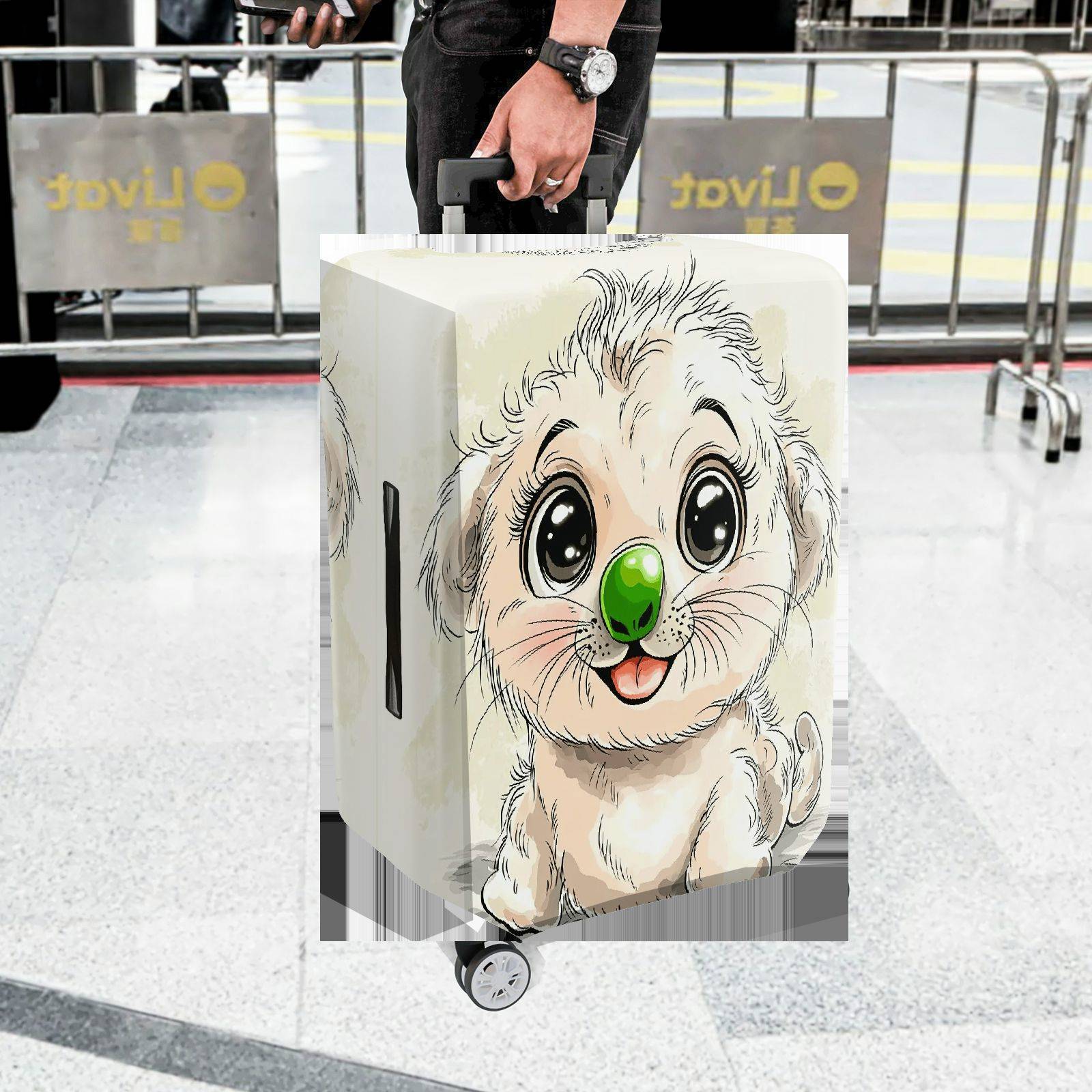 1-Piece Cute Dog  Animal Fun Playful Luggage  Suitcase Luggage Cover, Stretch Protective Sleeve