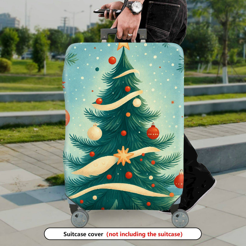 1-Piece Christmas Tree Ornament Snowflake Ribbon Holiday  Suitcase Luggage Cover, Stretch Protective Sleeve