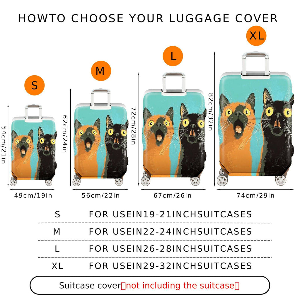 1-Piece Funny Colorful Cute Cat Abstract  Suitcase Luggage Cover, Stretch Protective Sleeve
