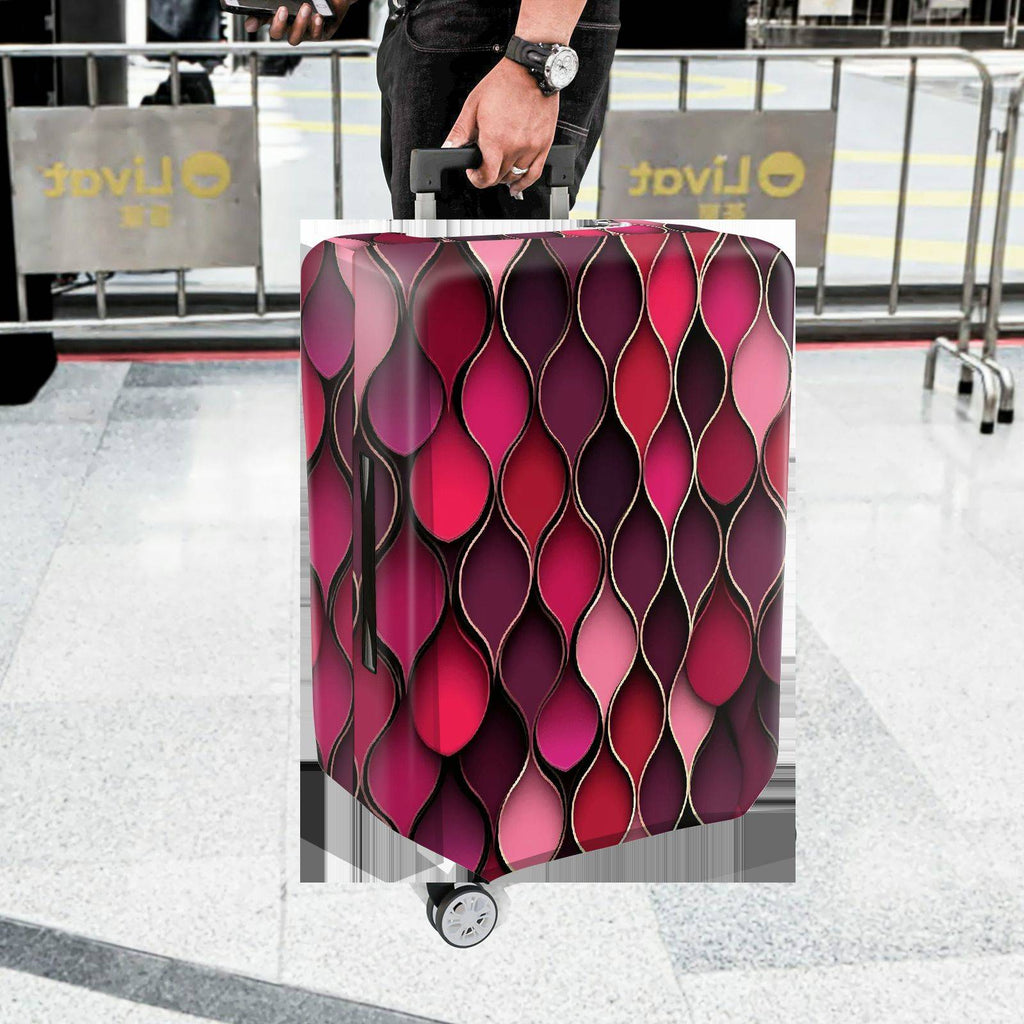 1-Piece Red Pink Geometric Abstract Modern Stylish  Suitcase Luggage Cover, Stretch Protective Sleeve