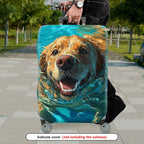 1-Piece Cute Golden Retriever Swimming Water Splash Travel Animal  Suitcase Luggage Cover, Stretch Protective Sleeve