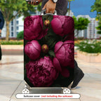 1-Piece Peony Floral Vintage Artistic Elegant Colorful  Suitcase Luggage Cover, Stretch Protective Sleeve
