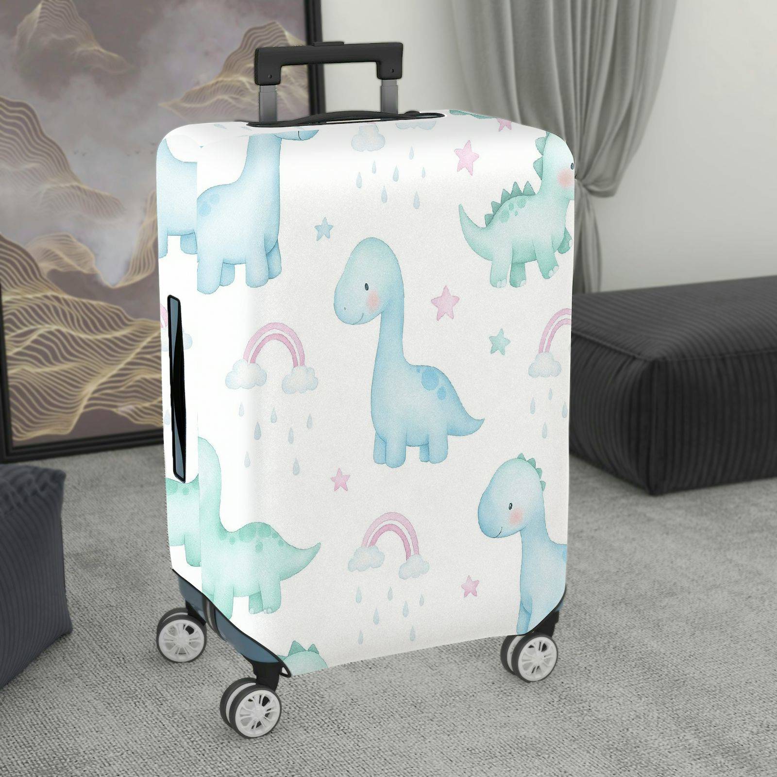 1-Piece Cute  Dinosaur Rainbow Star Cloud  Suitcase Luggage Cover, Stretch Protective Sleeve