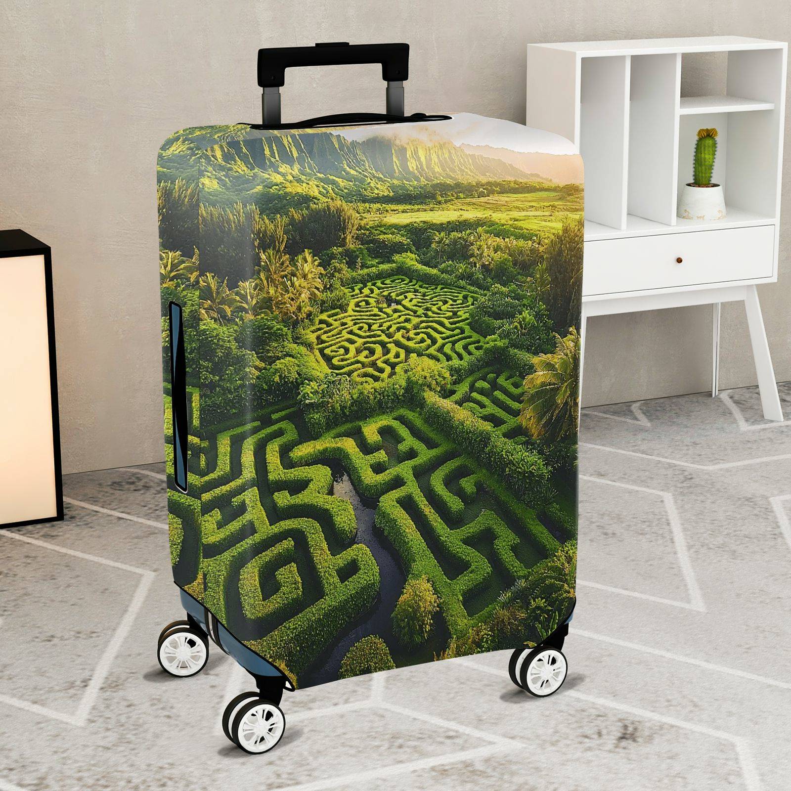 1-Piece Green Maze Landscape Nature Scenic Art  Suitcase Luggage Cover, Stretch Protective Sleeve