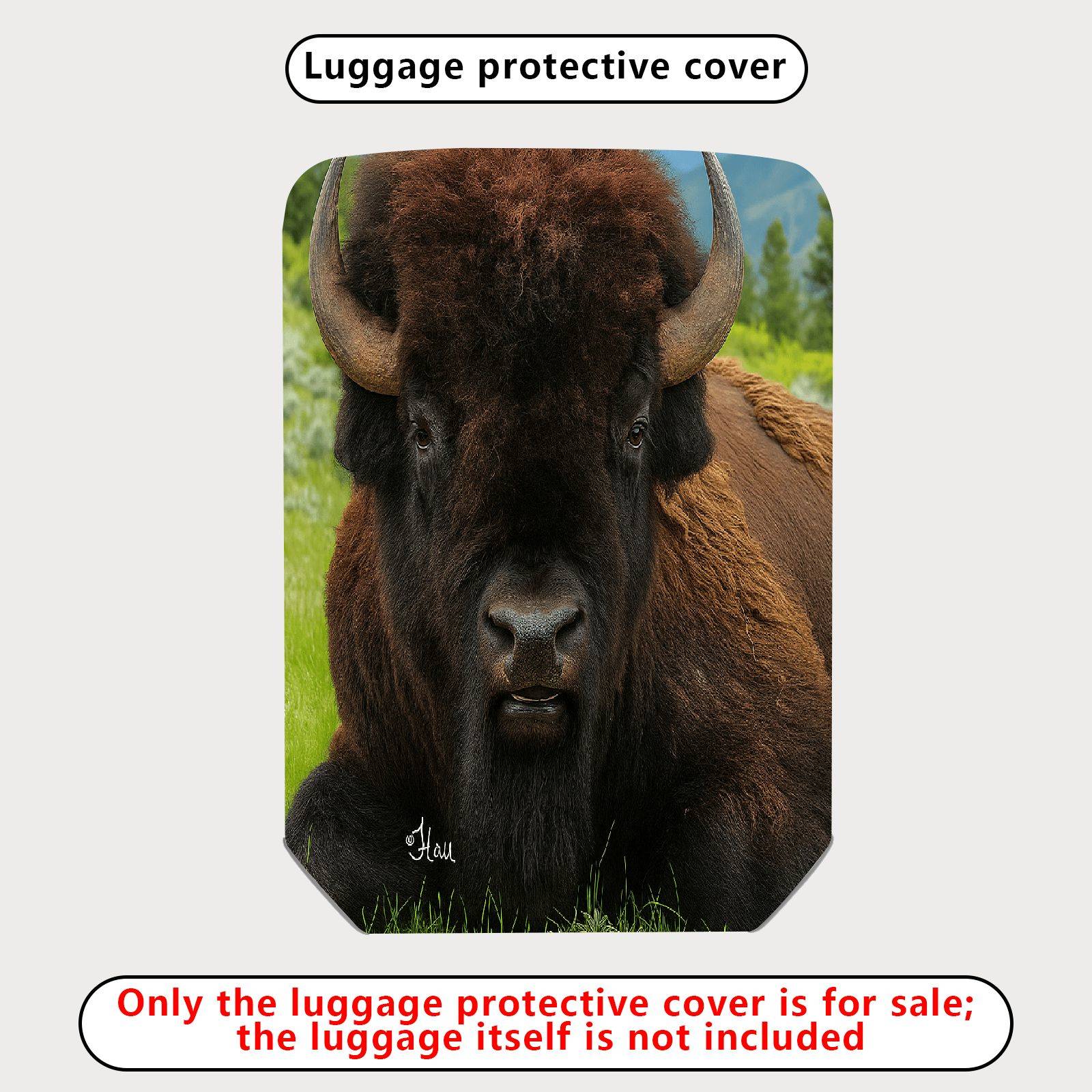 1-Piece Bison Wildlife Nature Animal Landscape Scenic  Suitcase Luggage Cover, Stretch Protective Sleeve