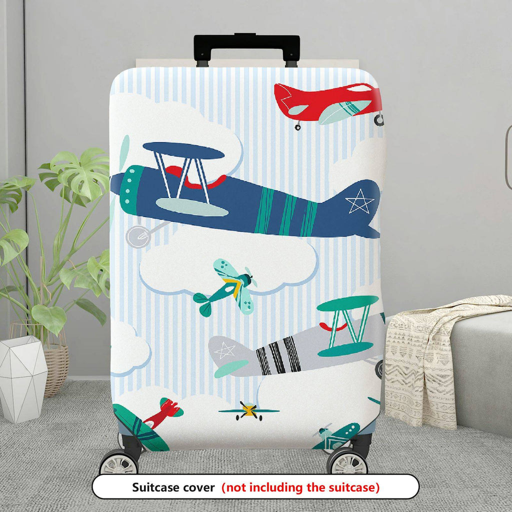 1-Piece Airplane Cloud Stripe Travel Luggage  Suitcase Luggage Cover, Stretch Protective Sleeve