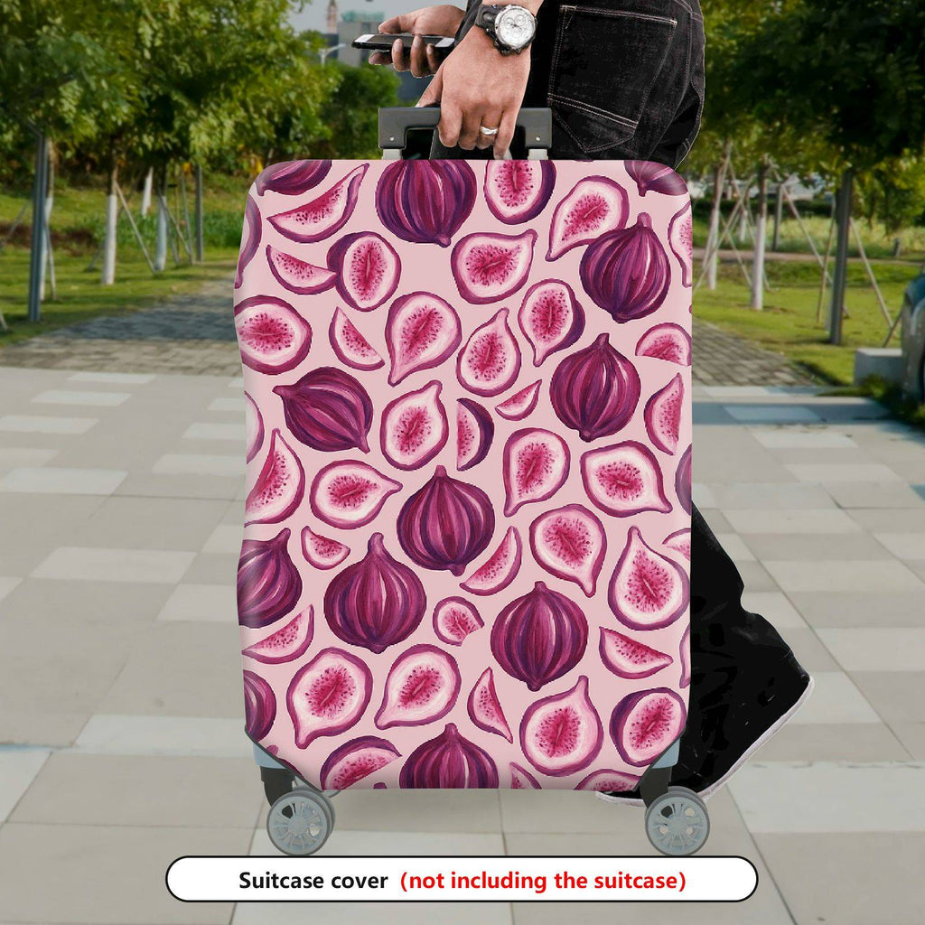 1-Piece Pink Fig Pattern Travel Holiday Fruit Modern Stylish  Suitcase Luggage Cover, Stretch Protective Sleeve